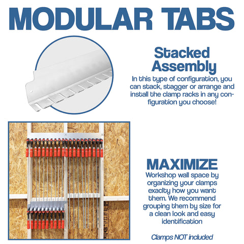 Fulton F-Clamp Modular Rack tabs interlock for seamless rack expansion.