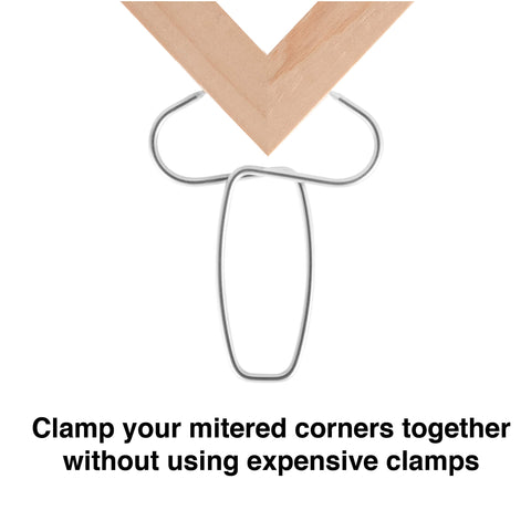Close-up of Fulton Miter Spring Clamps tips gripping a miter joint.