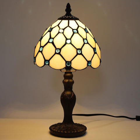 FUMAT Tiffany bedside table lamp with stained glass for elegant nighttime reading.