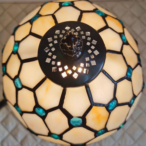 FUMAT Tiffany lamp featuring energy-saving 5W LED bulb included.