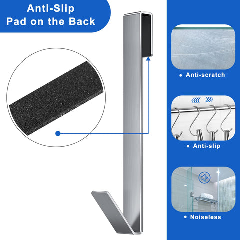 FUMAX versatile bathroom hook hangs towels, robes, loofahs, and squeegees.