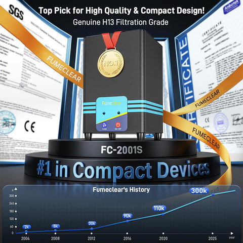 Compact FC-2001S unit delivers strong suction on small soldering desks