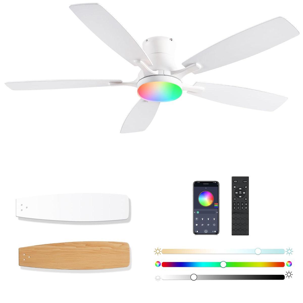 FUMLTP ceiling fan with lights and remote control enables easy operation from anywhere