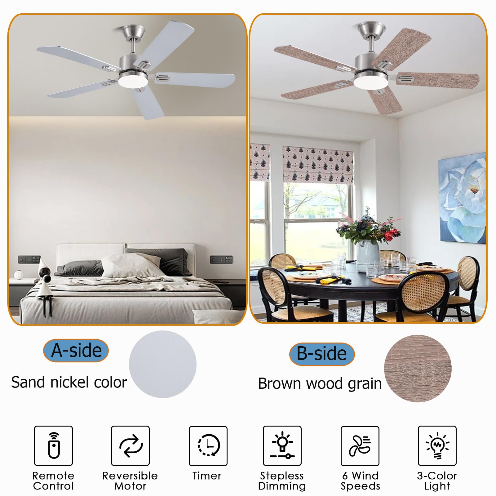 FUMLTP 52-inch ceiling fan suited for indoor outdoor use on covered terraces.