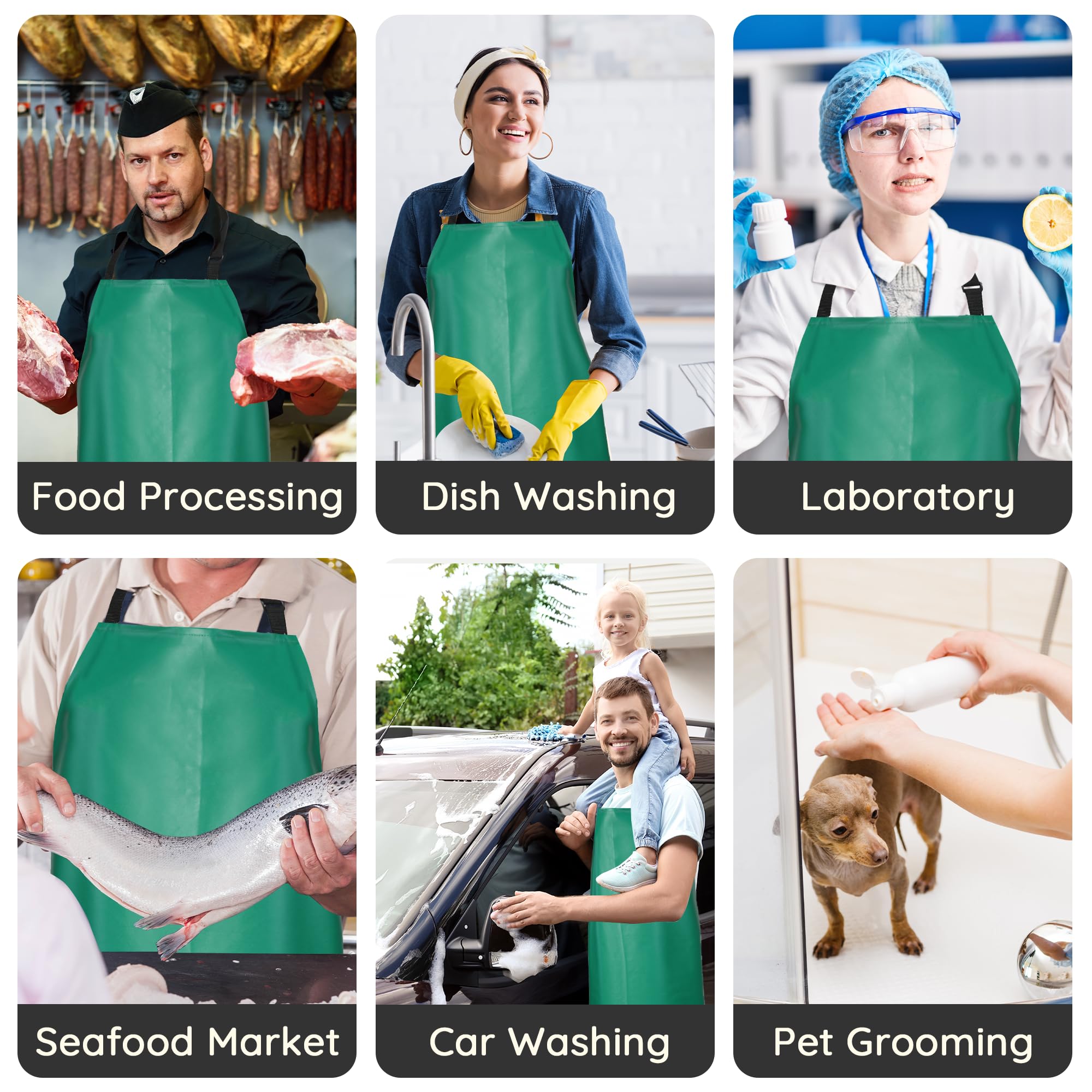 FunChaos thick PVC apron resists stains and cleans easily after use.