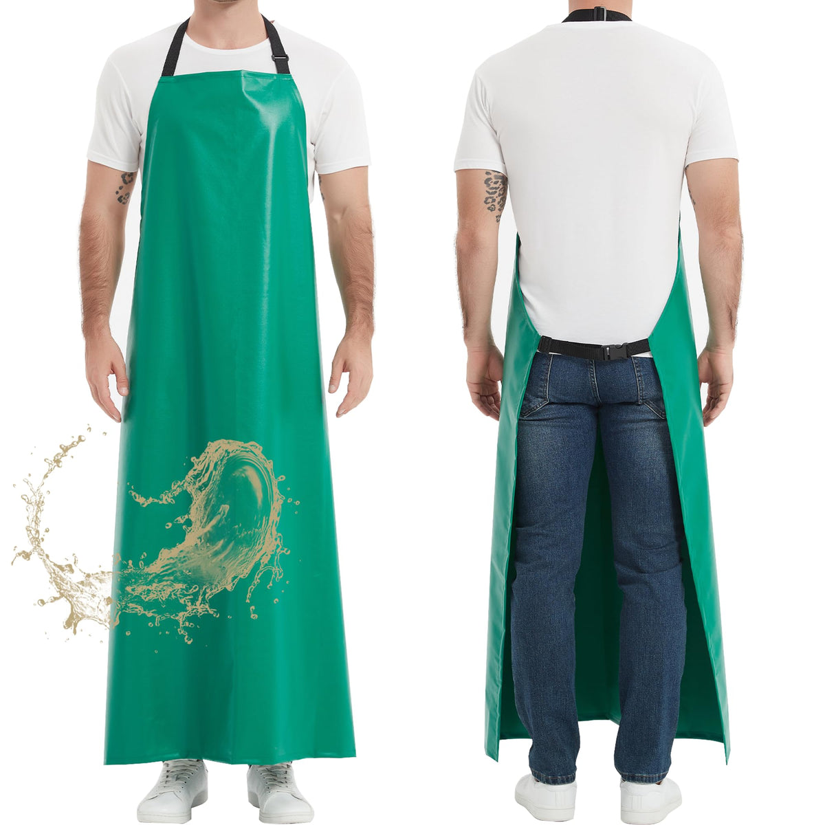 FunChaos thicker rubber apron with full-length-coverage for splash protection during messy tasks.