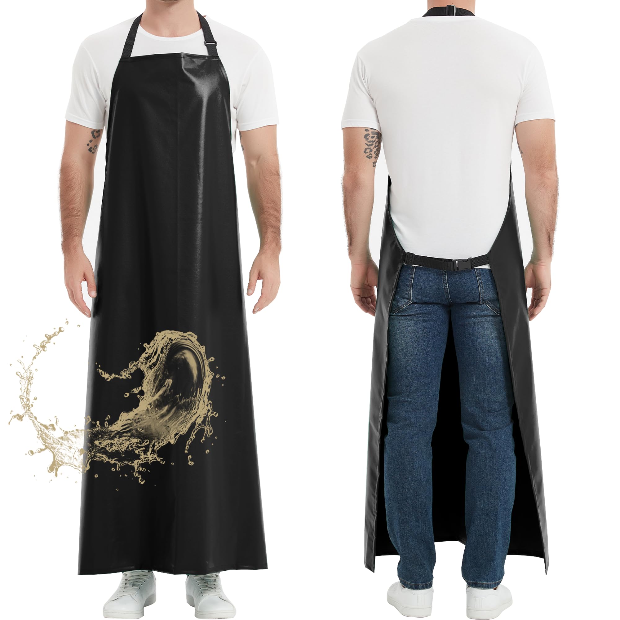 FunChaos thicker rubber apron full-length coverage protects clothes during messy tasks