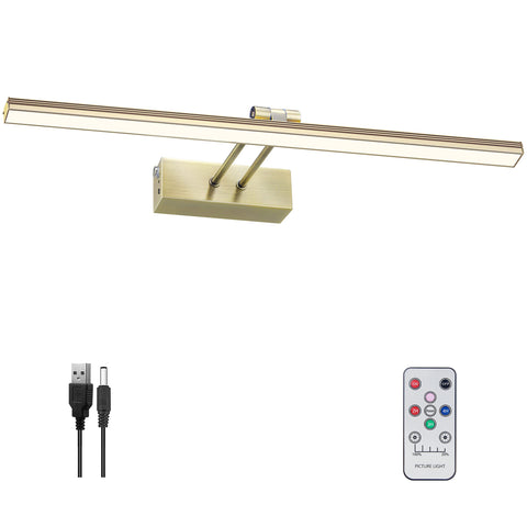 FUNCHDAY antique brass picture light in front view enhances artwork presentation.