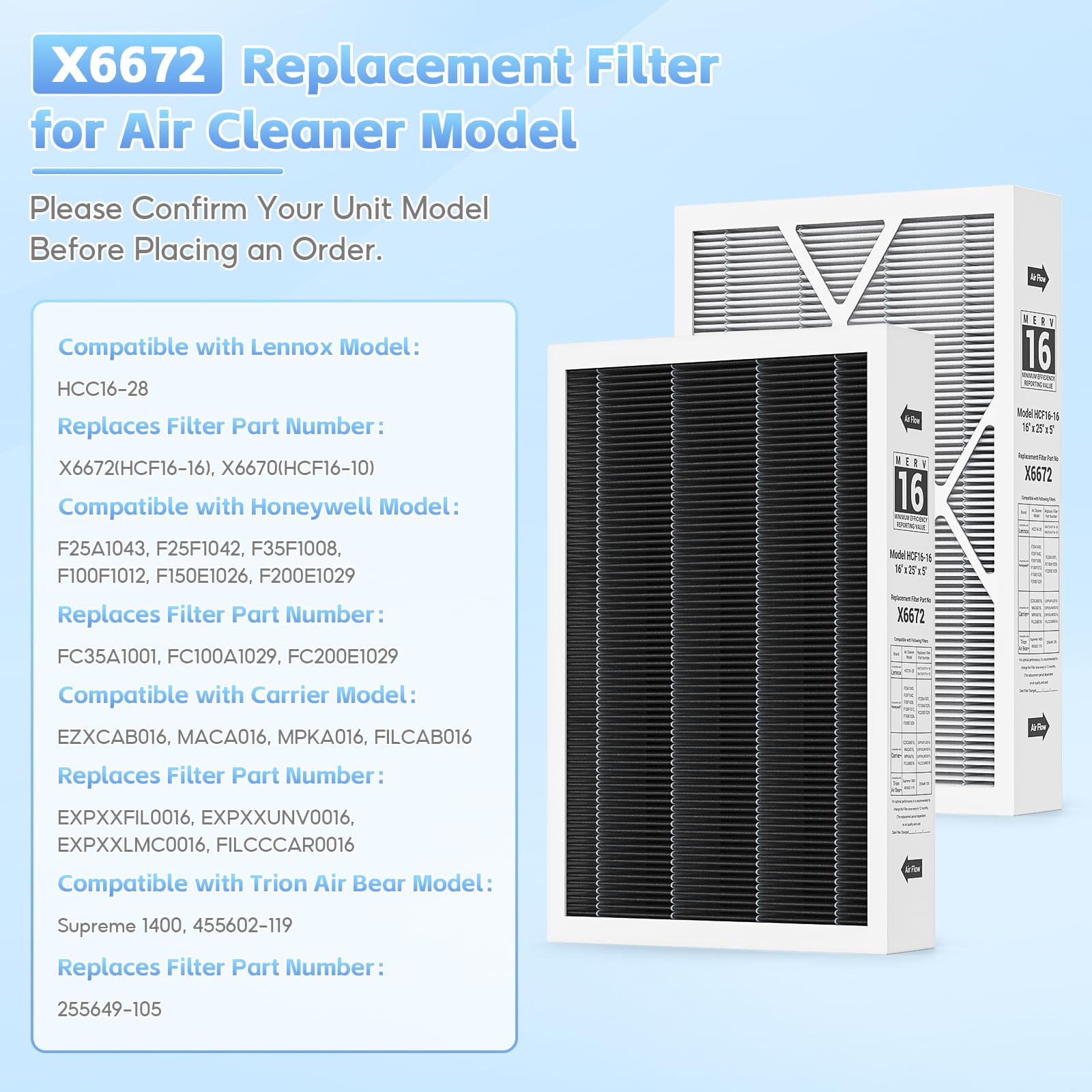 FunGeneTEC X6672 Lennox compatibility shows broad model support for easy replacement.