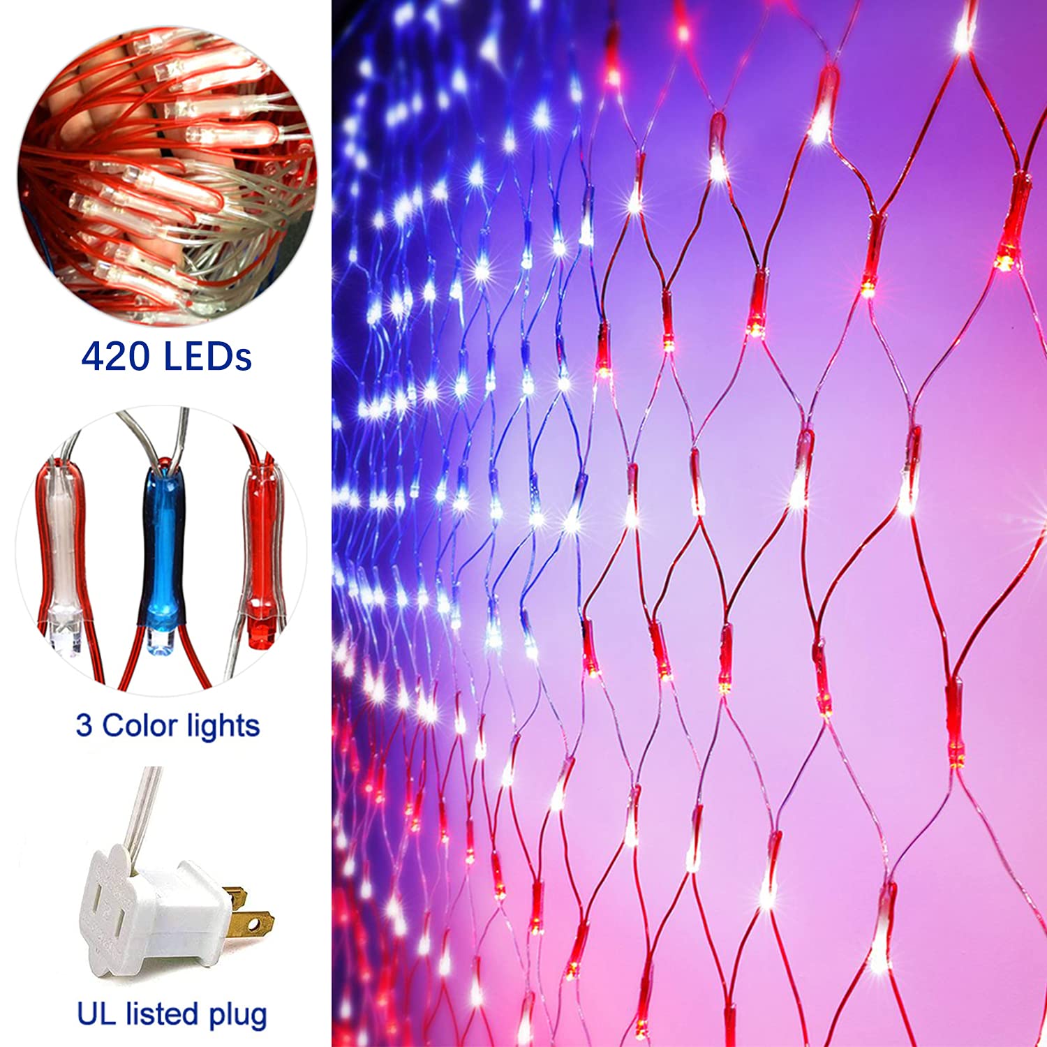 FUNIAO outdoor flag light IP44 weatherproof for year-round decoration.