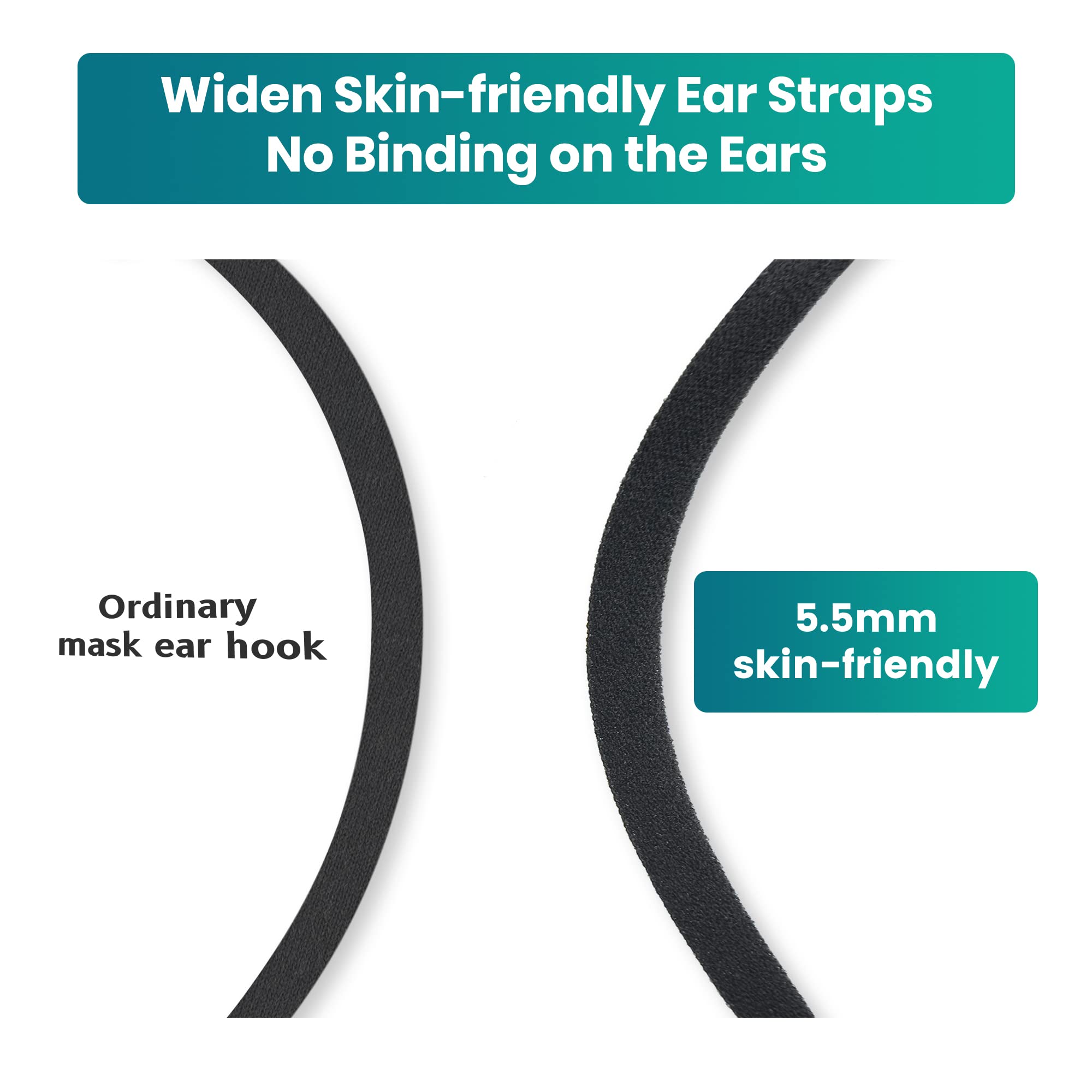 Funight KN95 mask in black features adjustable nose clip for a secure fit.