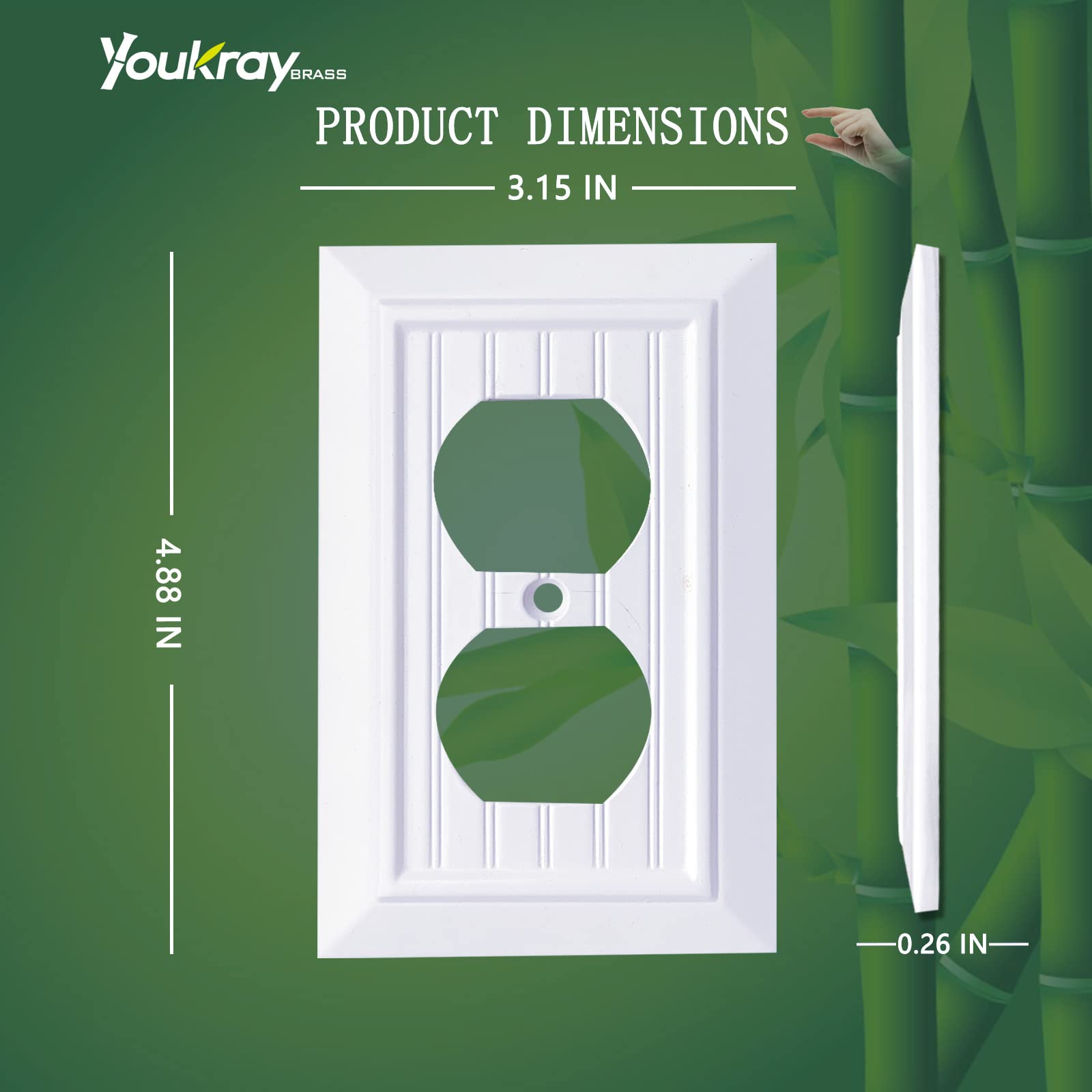 Funkiim beadboard wall plate 2-gang, durable bamboo fiber.