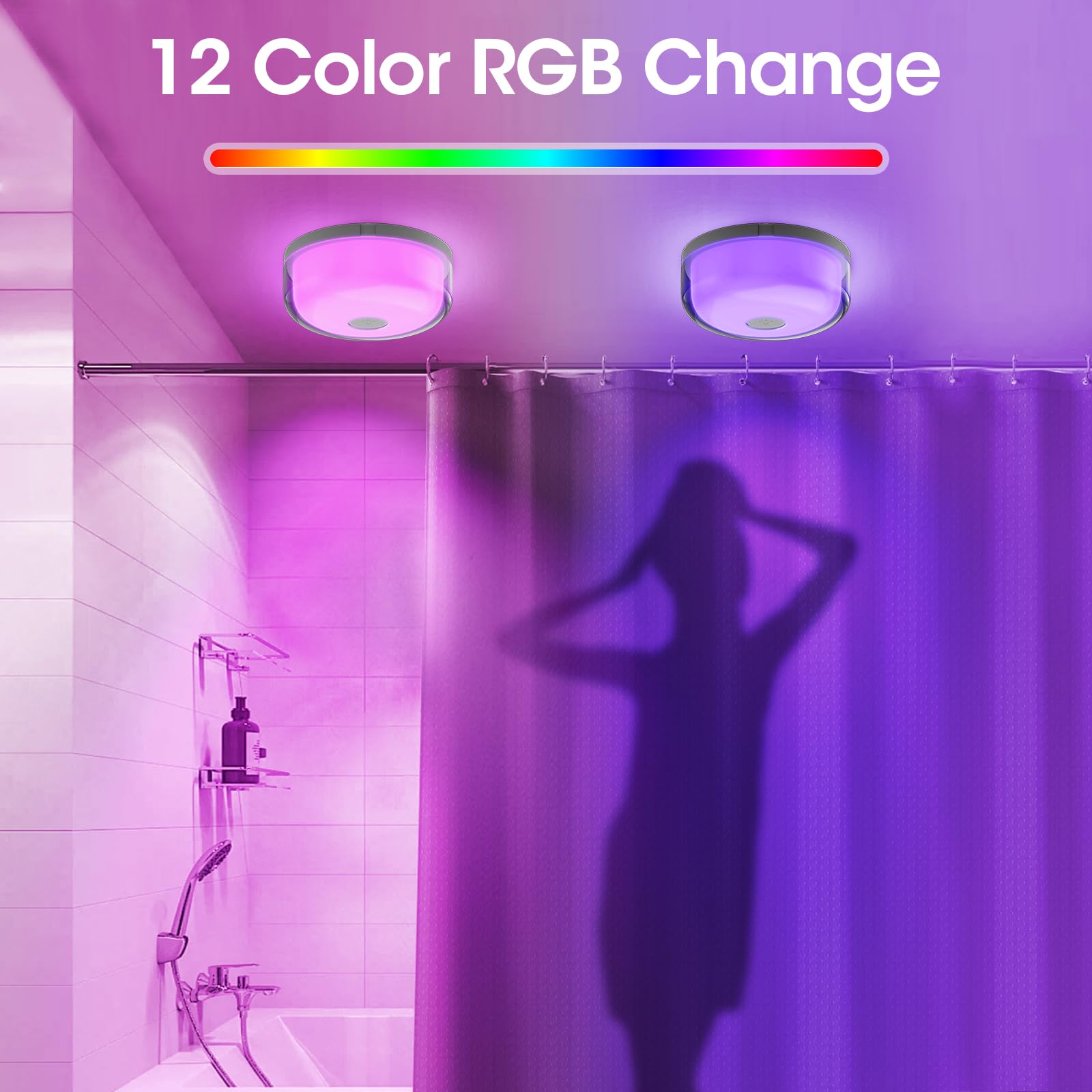 Funlenry shower light with remote control for convenient color selection.