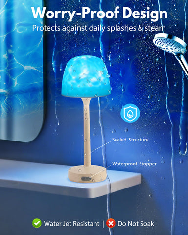 Funlenry remote-controlled mood lamp for tub and shower.