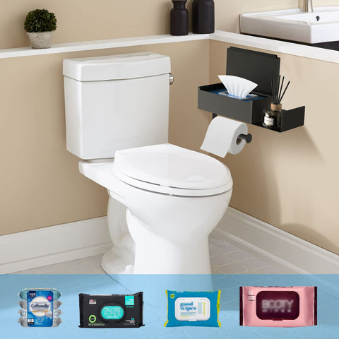 FUNLEU wipe dispenser shelf combo provides easy access to flushable wipes.