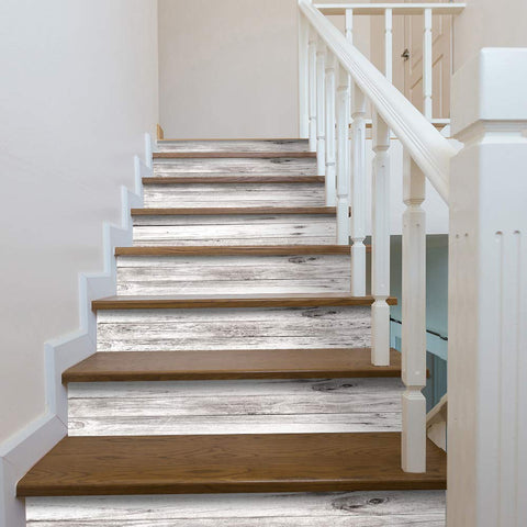 funlife stair risers weathered wood close-up showing rustic texture for authentic stair decor