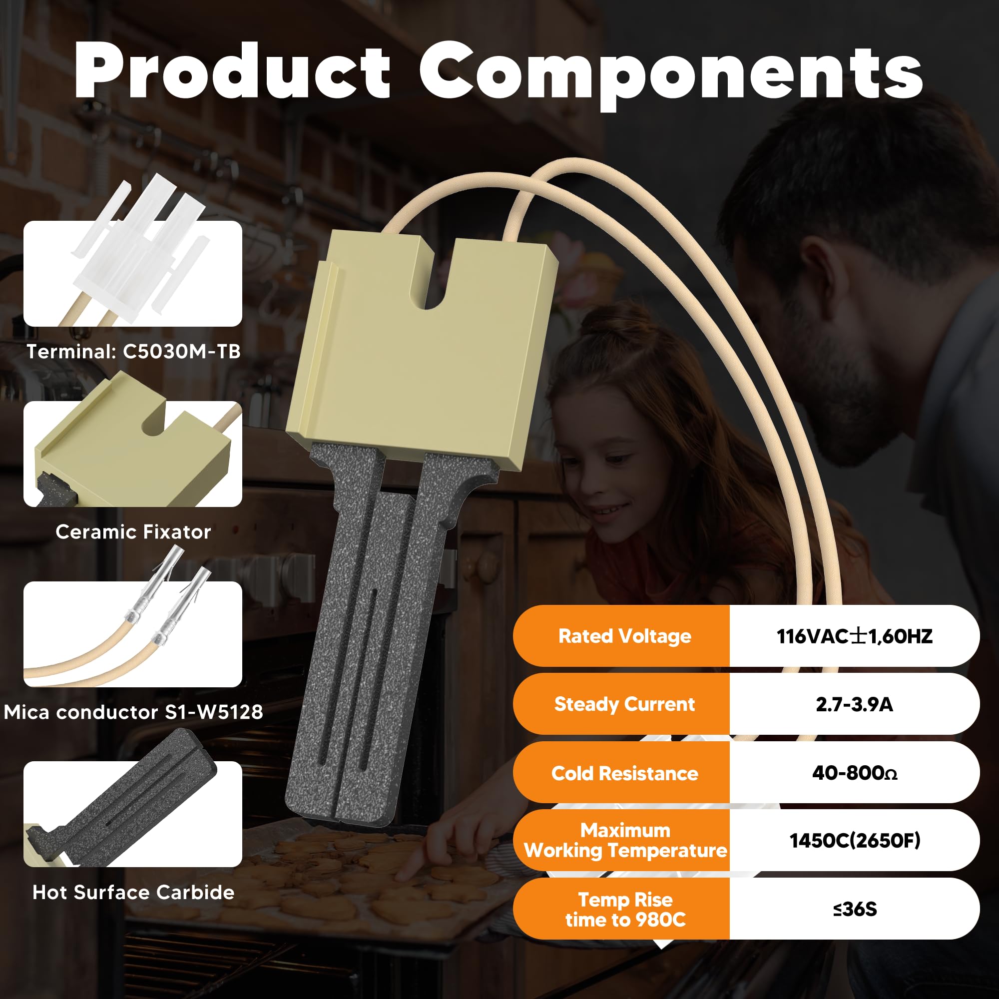 Funmit 62-22868-93 silicon carbide core for durability and quick ignition.