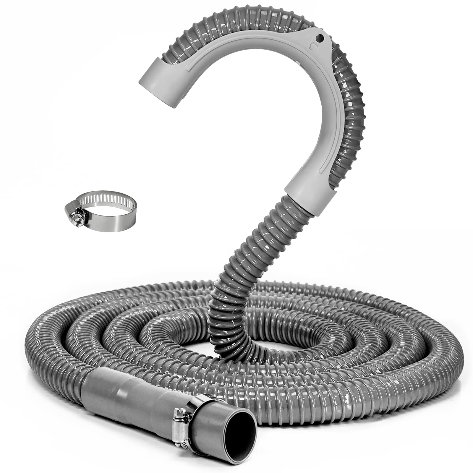Funmit 8ft drain hose extends to floor drain for easy setup.