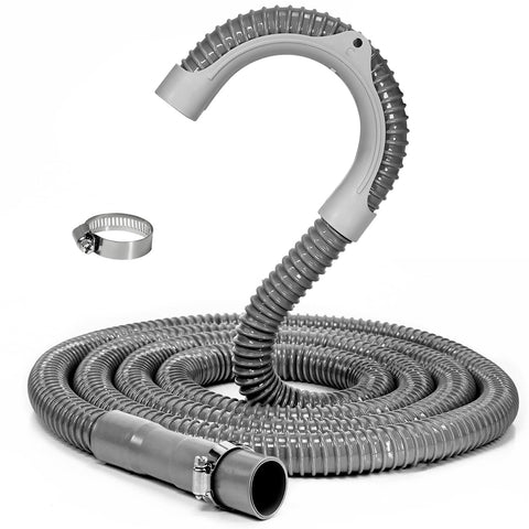 Funmit 8ft drain hose extends to floor drain for easy setup.