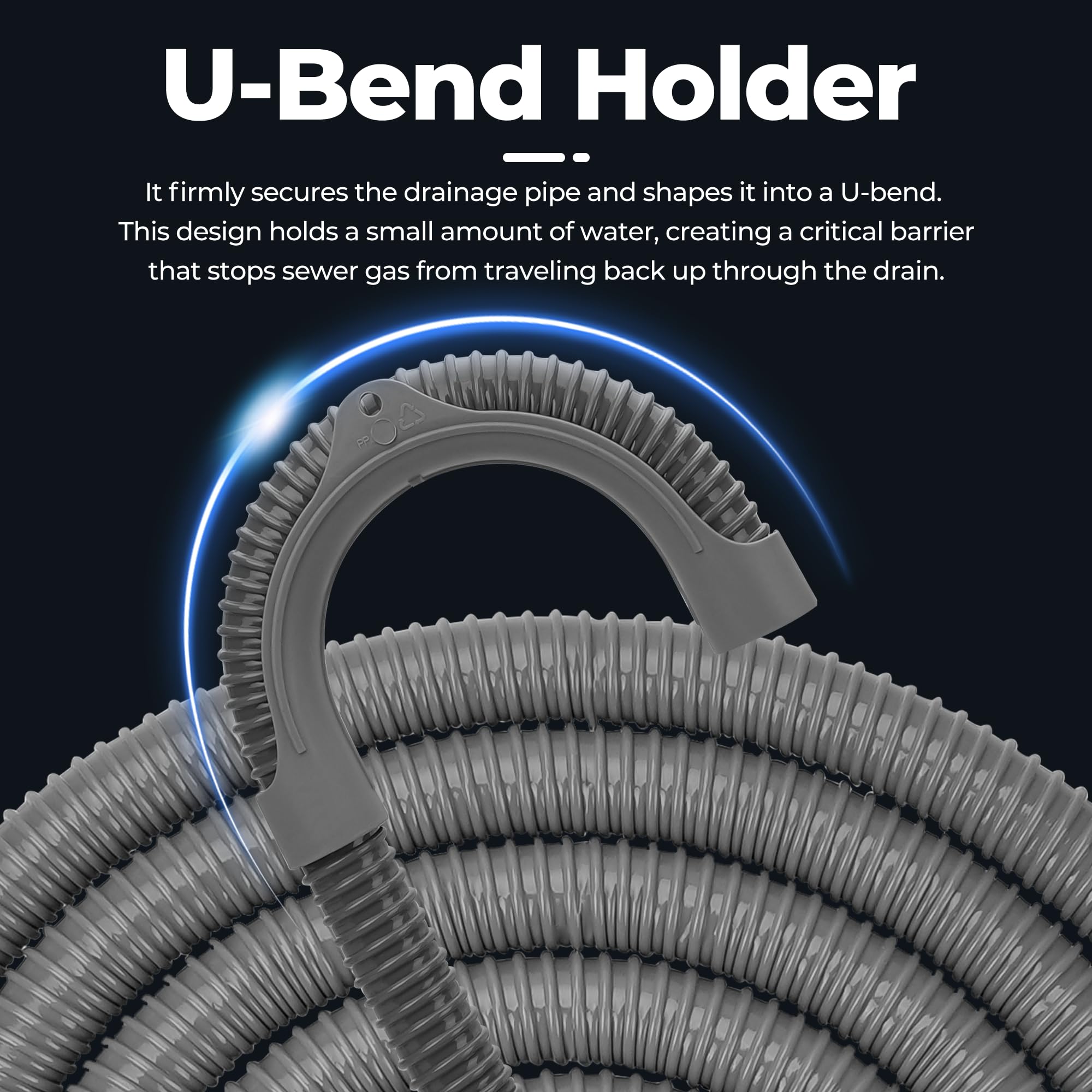 Funmit steel clips included for secure drain hose connection.