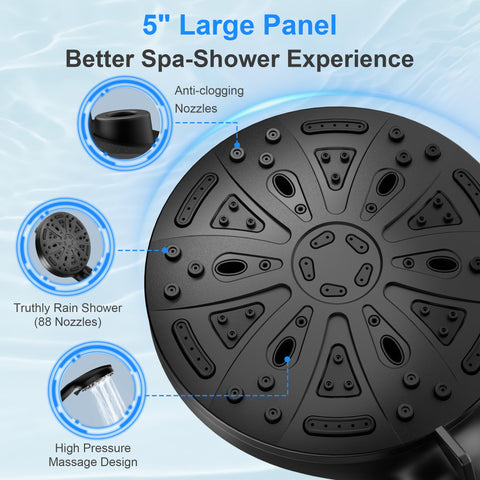 FunnyAir 5-inch large panel provides broad spray coverage during showers.