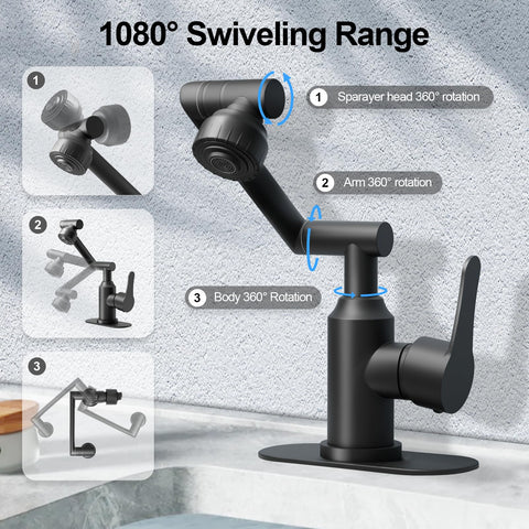 FunnyAir faucet with fingerprint-resistant matte black finish stays clean.