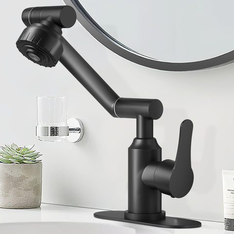 FunnyAir black faucet with 1080° rotatable head for versatile positioning.
