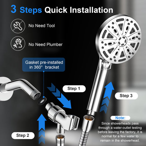 FunnyAir easy-install requires no tools for quick setup on standard shower arms.