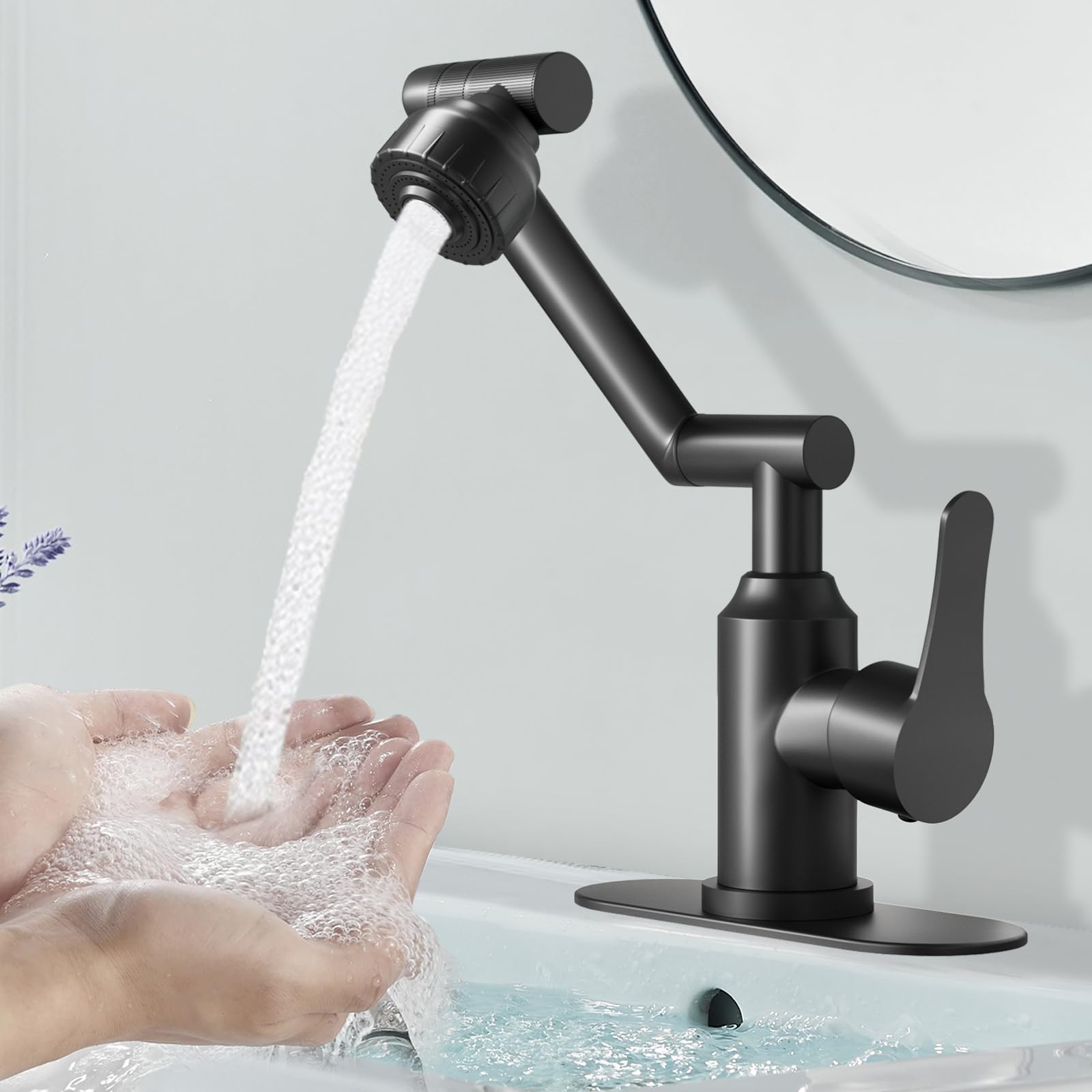 FunnyAir faucet fits 1-hole or 3-hole mounts on many sinks.