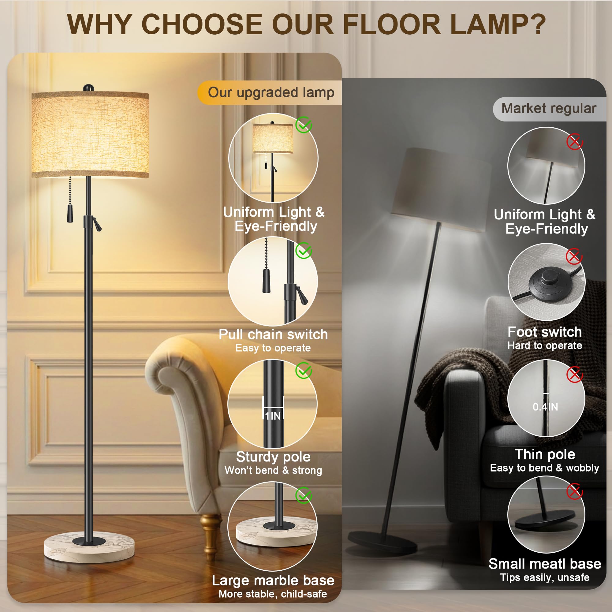 Funnybehom height-adjustable design adapts to tall ceilings and seating.