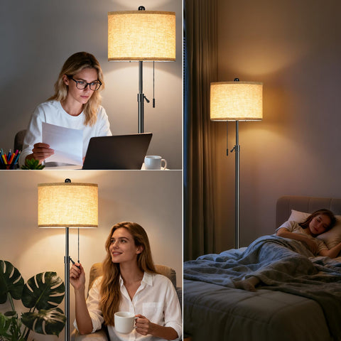 Funnybehom floor lamp in a living room creates inviting ambience.