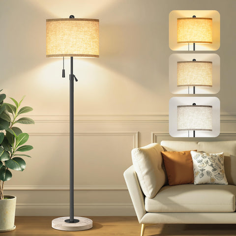 Funnybehom floor lamp with marble base provides stable support for living rooms.