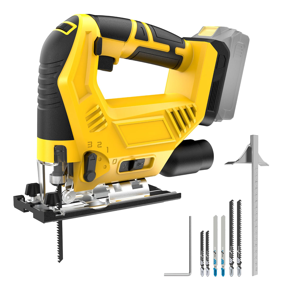 Funnywhale cordless jigsaw with dust blower and LED light for precise cuts