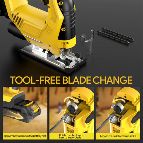 Tool-free blade change keeps switching blades quick
