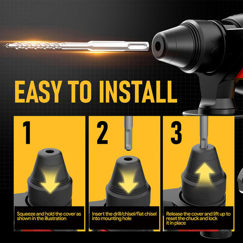 Funnywhale SDS cordless rotary hammer drill chiseling on masonry surfaces