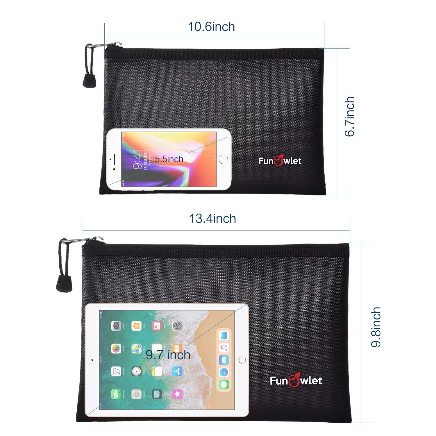 FunOwlet small fireproof bag ideal for cash and cards.