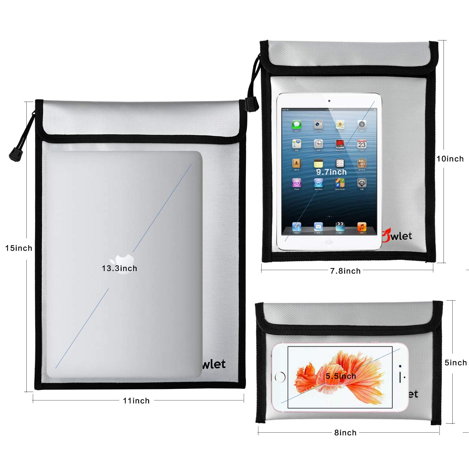 FunOwlet fireproof envelope bag 10x7.8 ideal for on-the-go documents.