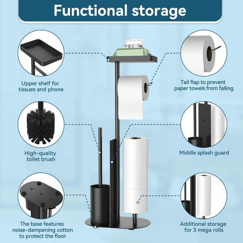 FUNPALA reinforced-base toilet paper stand resists tipping in busy bathrooms.