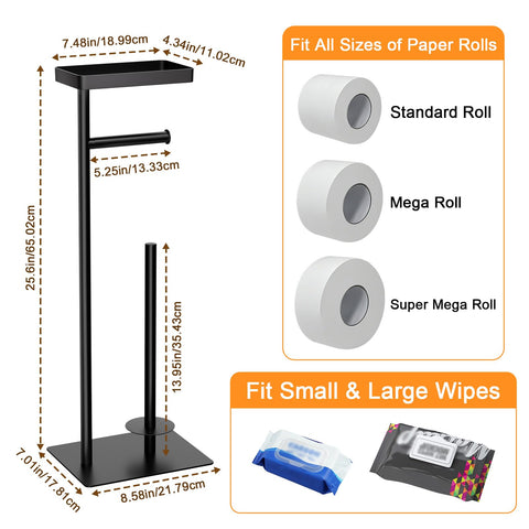 FUNPALA toilet paper stand with top storage tray for essentials within reach