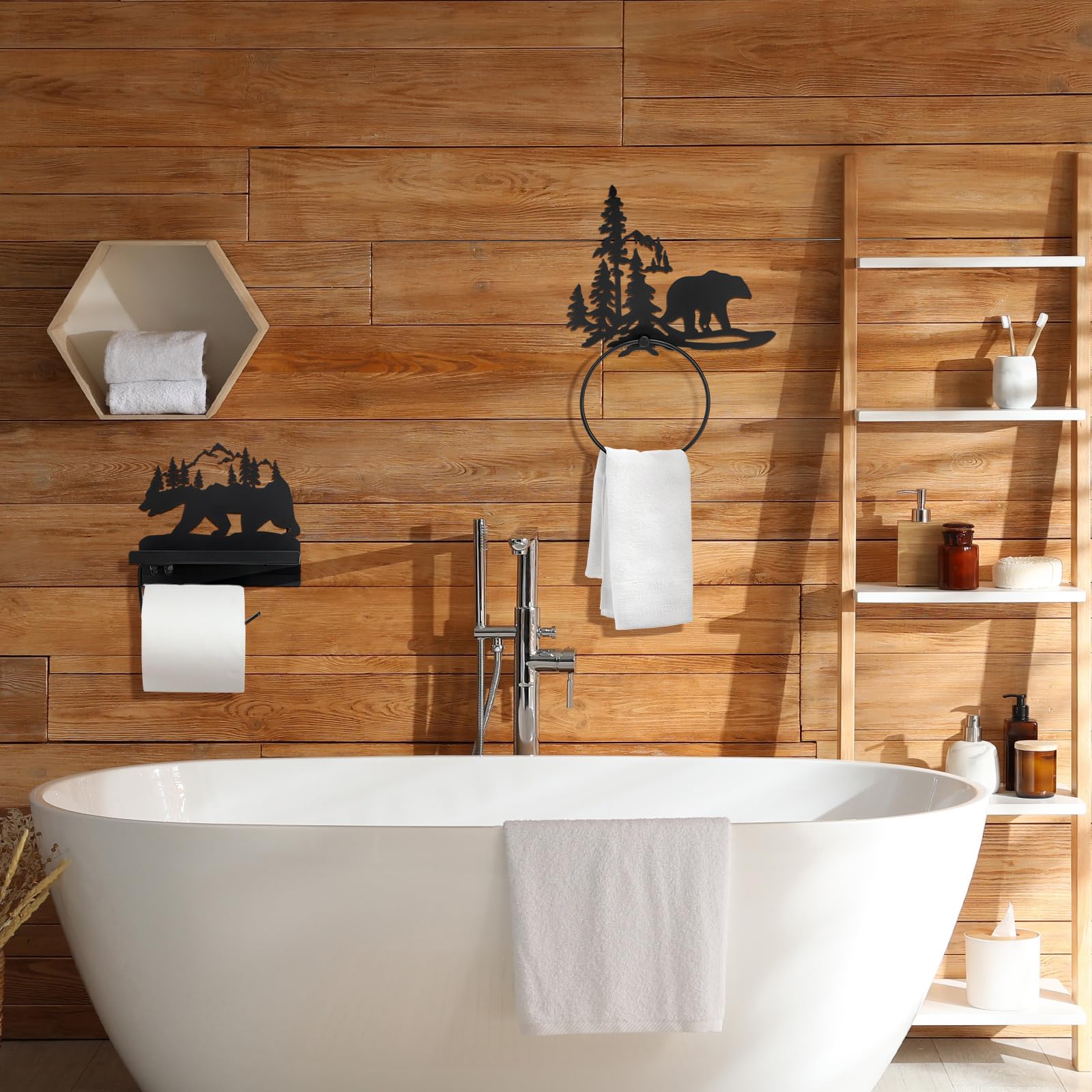 Funrous bathroom storage shelf set helps keep counters tidy