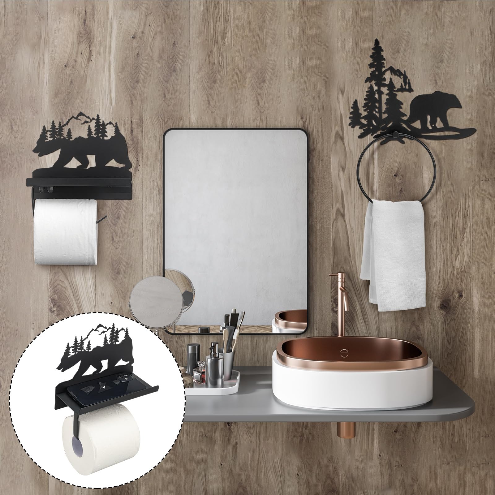 Funrous bear-design shelf bathroom accessory enhances bathroom utility