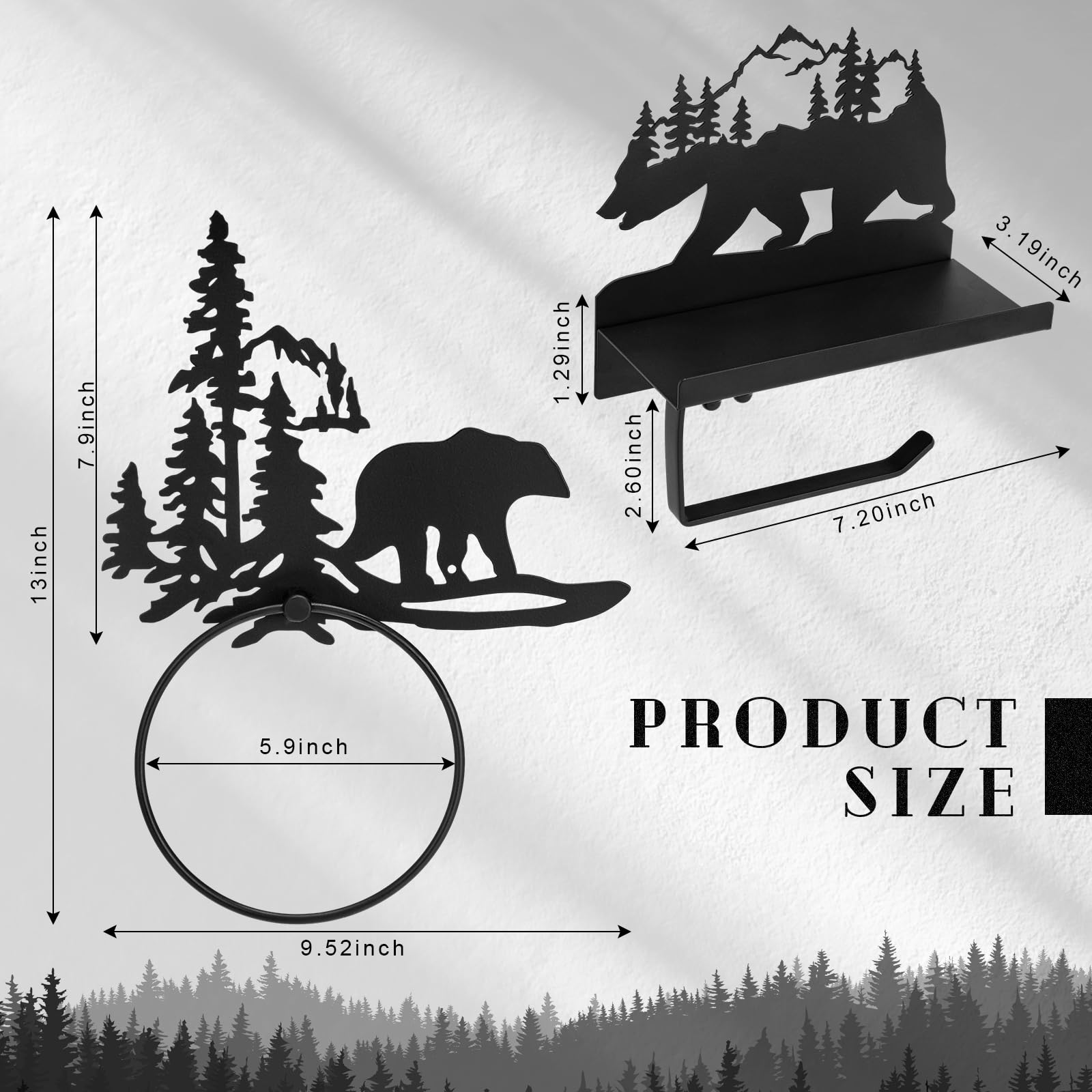 Funrous bear towel ring holder with shelf provides quick towel access