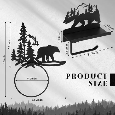 Funrous bear towel ring holder with shelf provides quick towel access