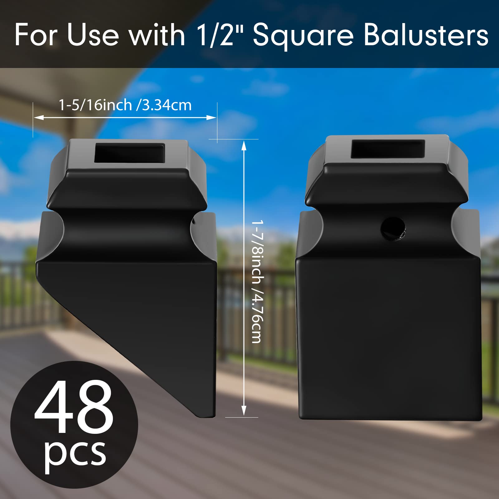 Funrous satin-black baluster shoes add a modern finish to stairs