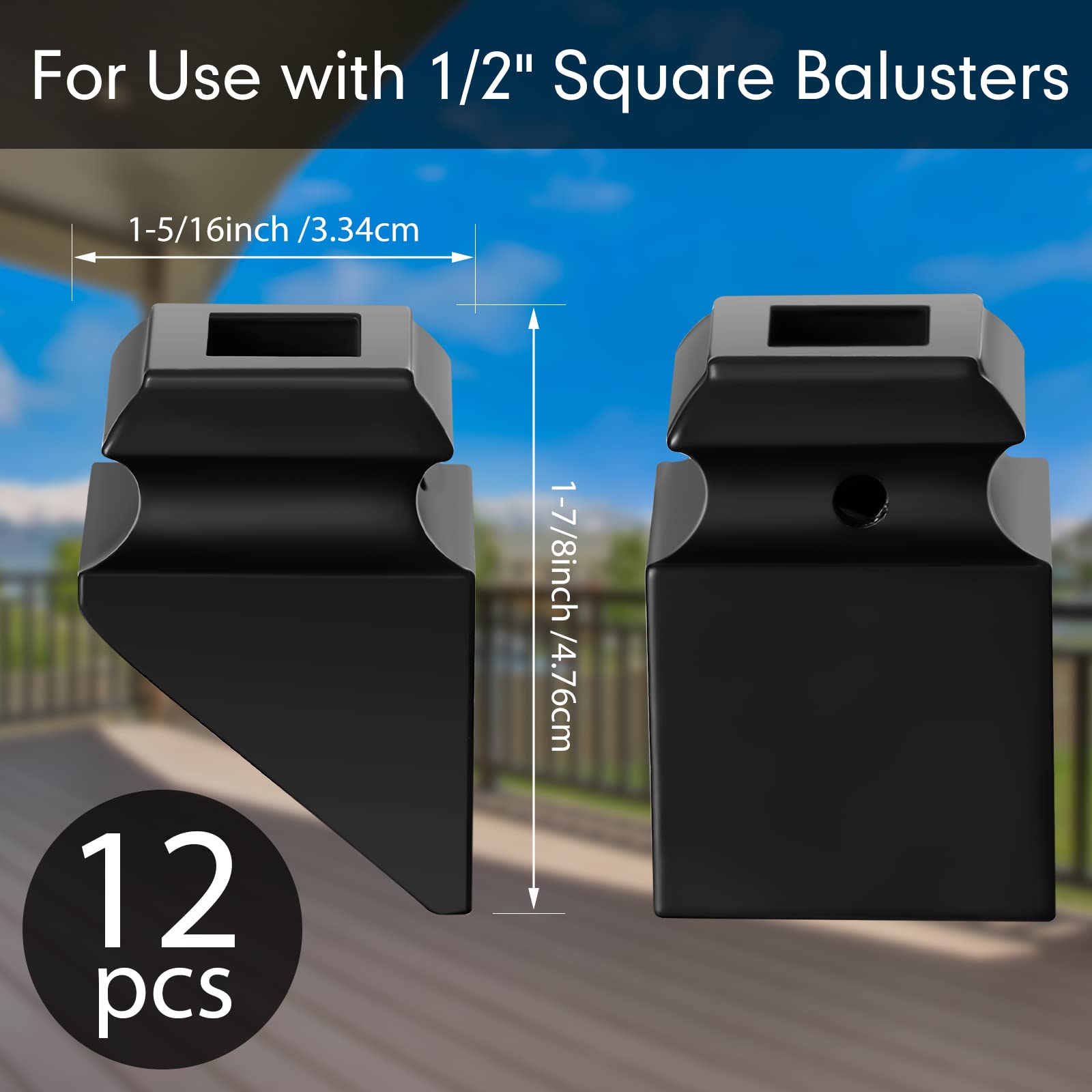 Funrous satin black iron baluster shoes on stairs offer a modern look.