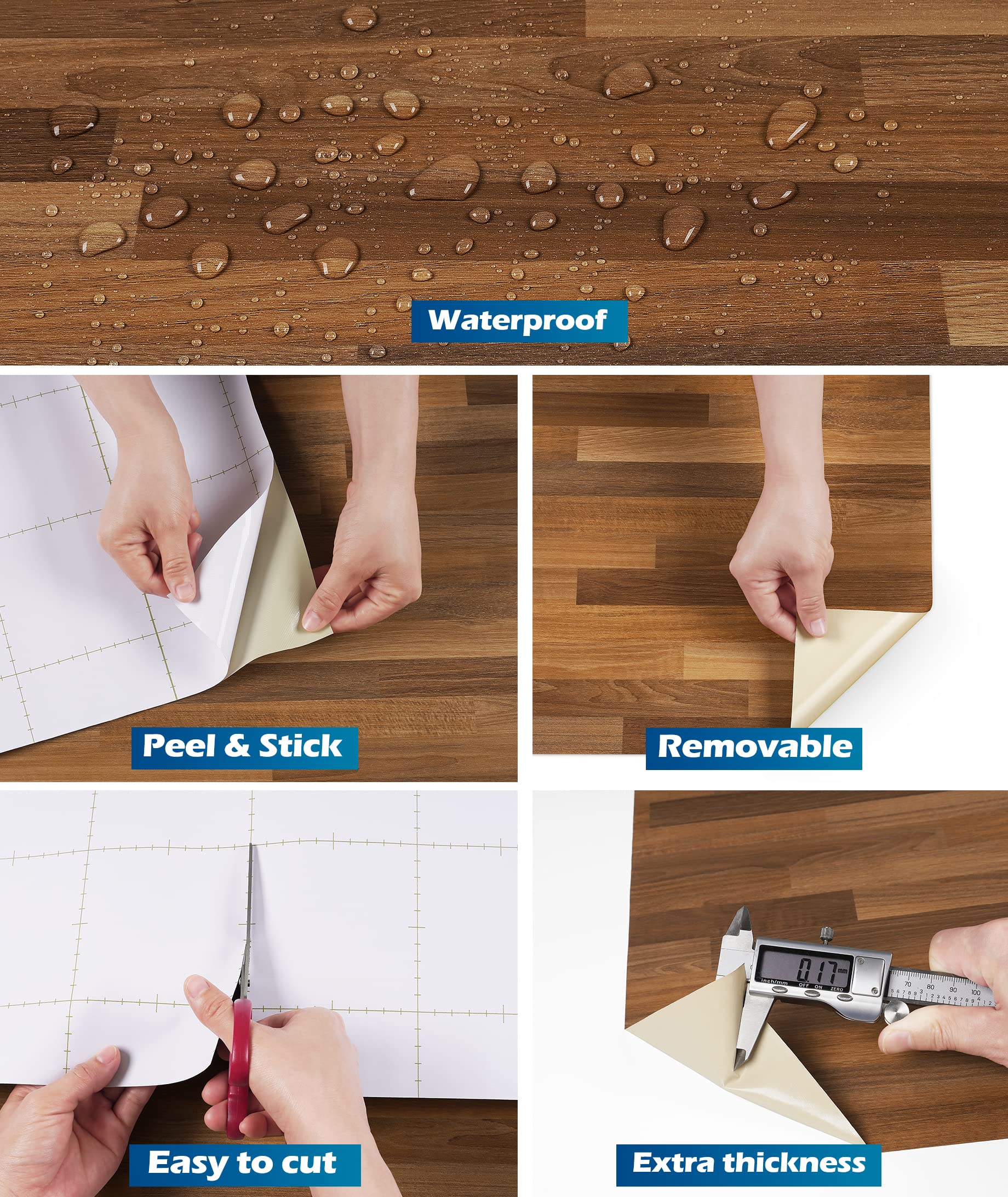 FunStick durable waterproof wood contact paper ideal for countertops and wet zones.