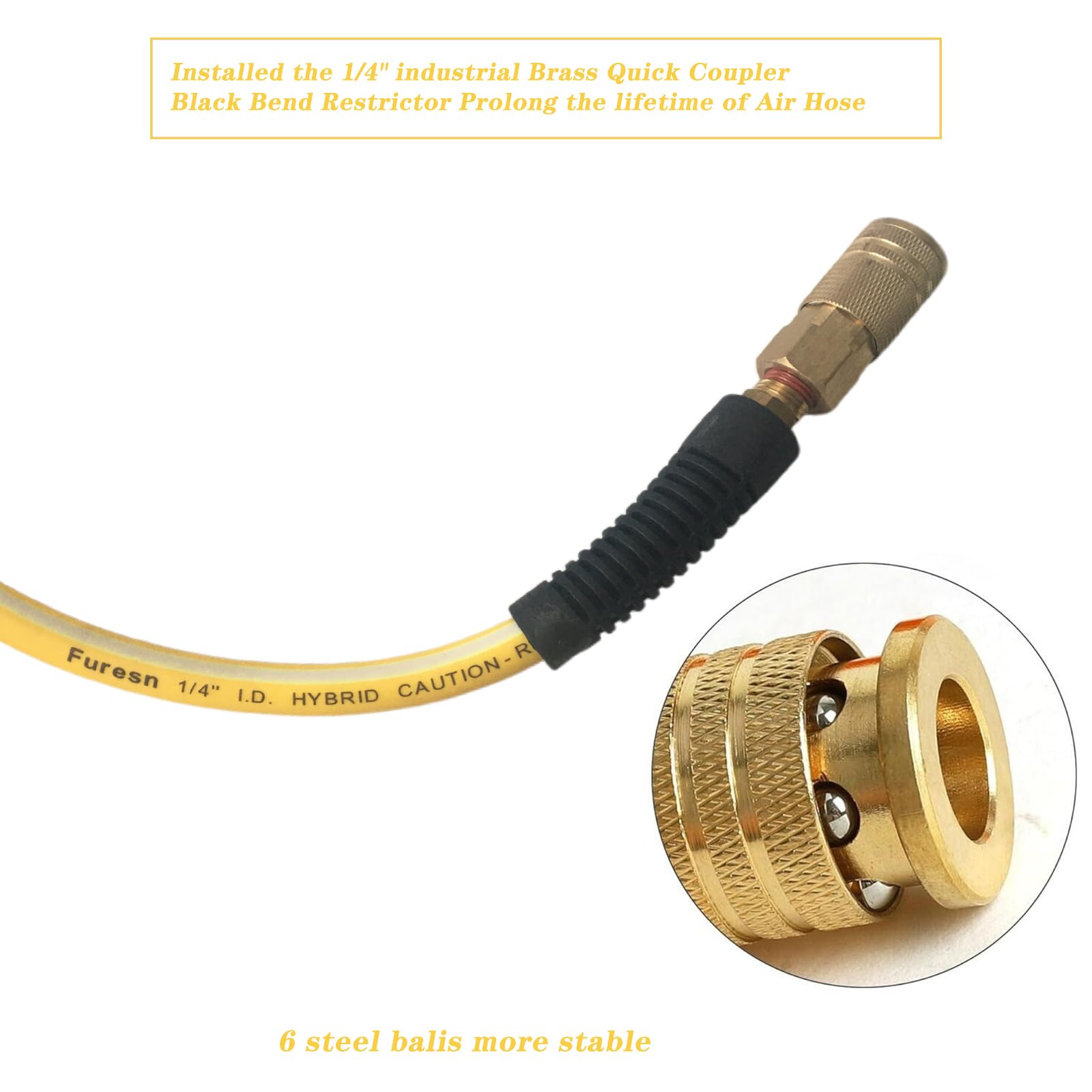 Furesn air hose 1/4in 50ft kink-resistant for uninterrupted air flow