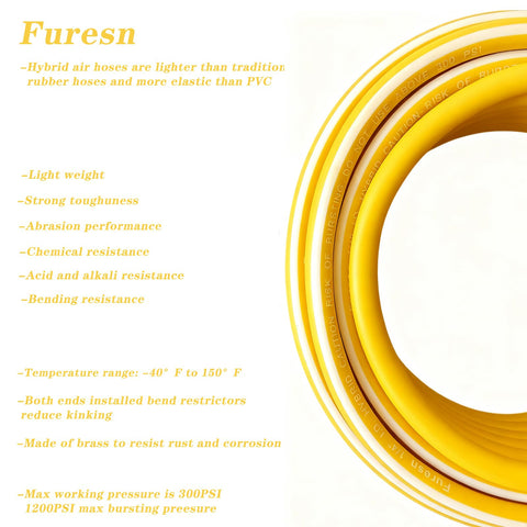 Furesn air hose 1/4in 50ft lightweight flexible for easy maneuverability