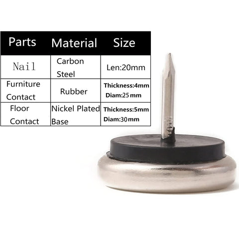 Furnigear Dia nail-on glides cushioned by rubber for quiet shifts on floors