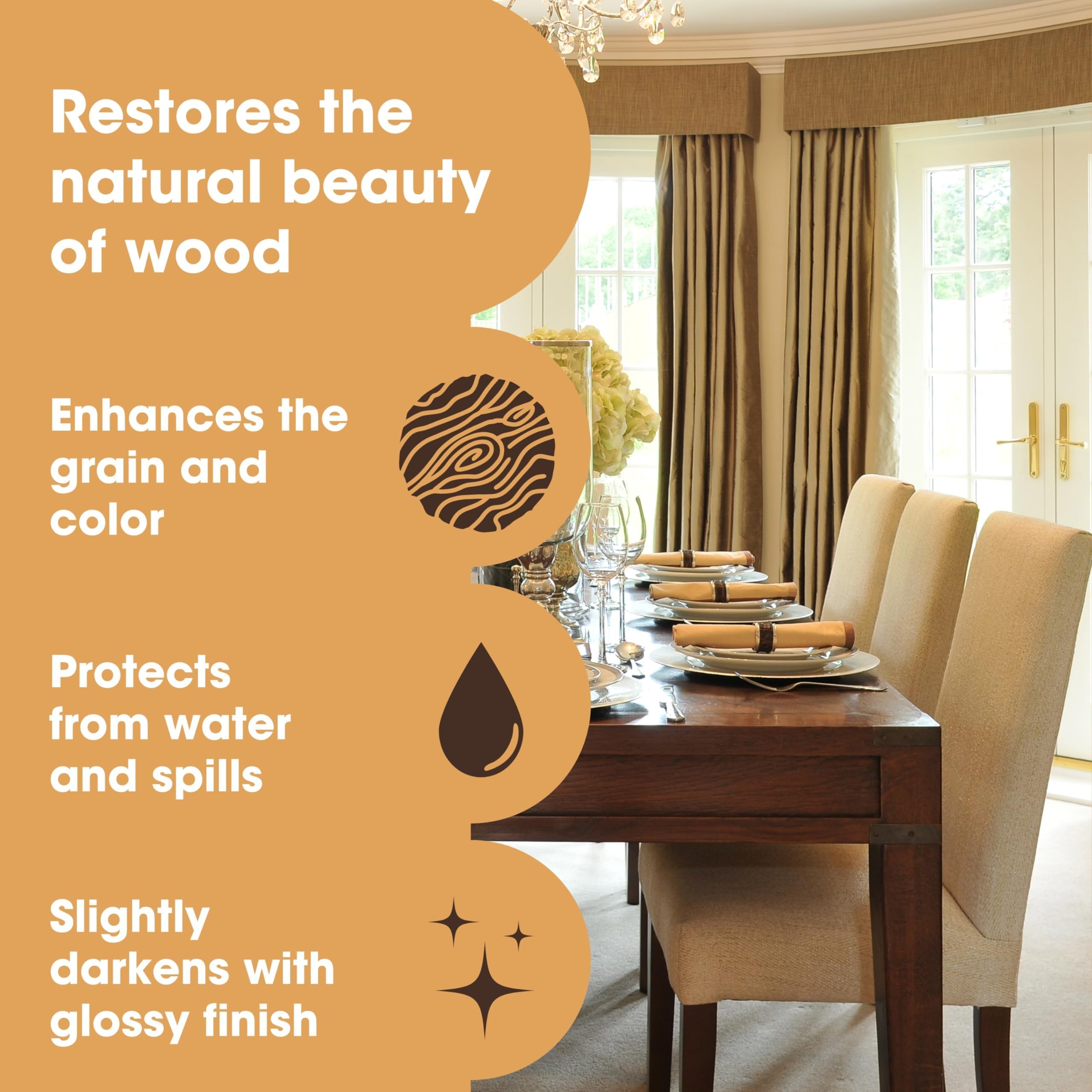 Furniture Clinic Boiled Linseed Oil glossy-finish on wood grain to revive natural beauty